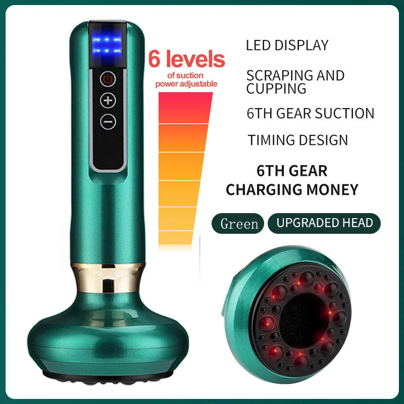 6 Gear Electric Cupping Massager Vacuum Suction Cup GuaSha Anti Cellulite Beauty Health Scraping Heat Body Slimming Massage