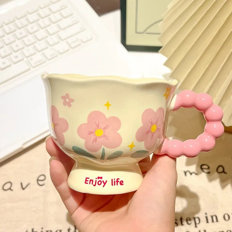 High-value birthday gifts for girls, tulip ceramic cups, gift boxes, flower mugs