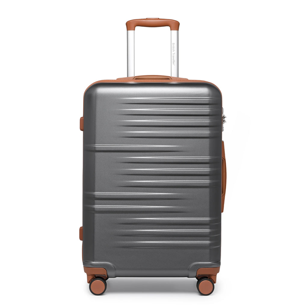 British Traveller Lightweight Hard Shell Suitcase ABS+PC, 20/24/28 inches, 4 spinner wheels with combination lock