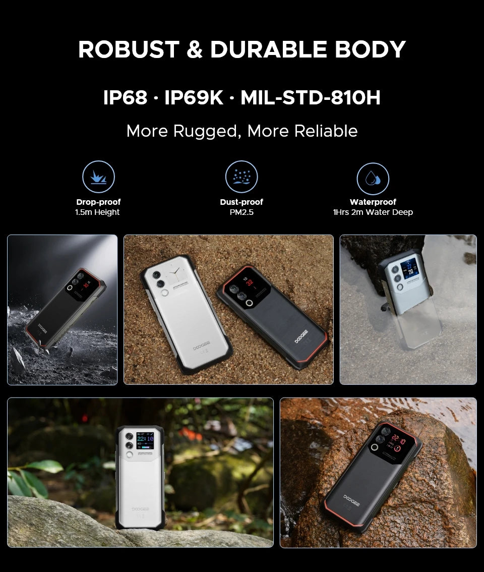 DOOGEE Blade10 Max Rugged Phone 6.56" 90Hz IPS Display 10300mAh Battery Phone 8GB 256GB 1.54" Rear Display 50MP AI Main Camera