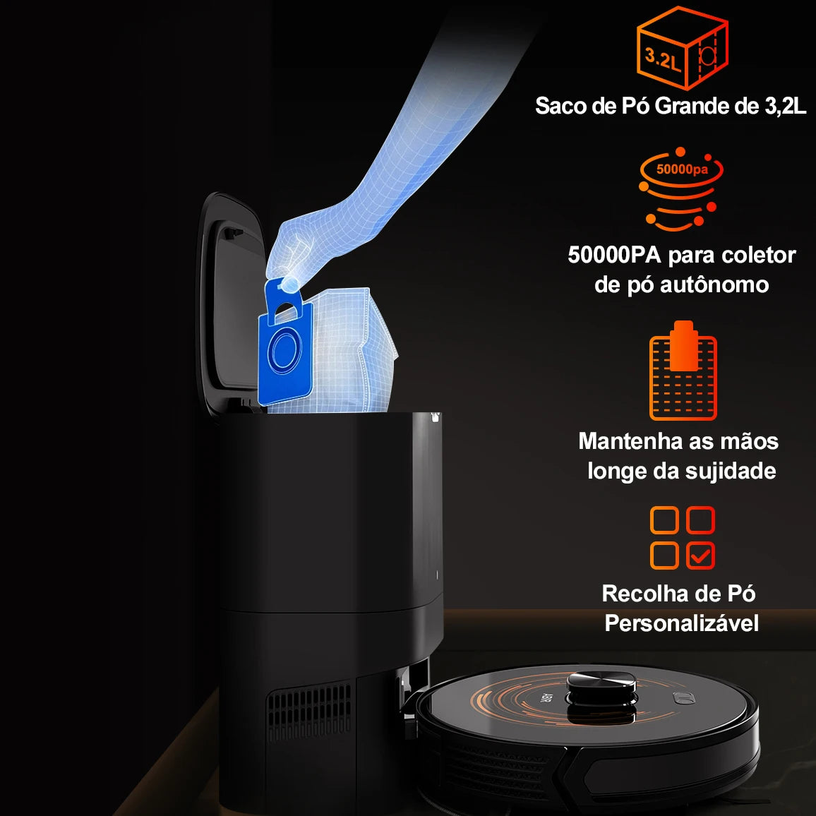 Robot Vacuum Cleaner K30 Self-cleaning dustbin, Dual Laser,UV Spot Cleaning,240mins Runtime, Auto Smart Carpet Floor Washing