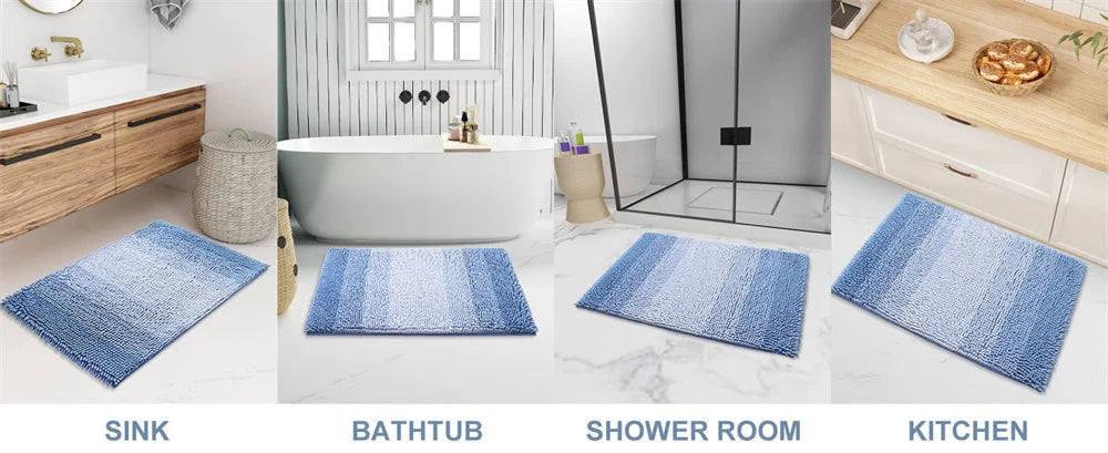 Olanly Super Absorbent Bathroom Rug Luxury Chenille Bath Mat Plush Non-slip Shower Mat Bathroom Carpet Welcome Deal Floor Mats