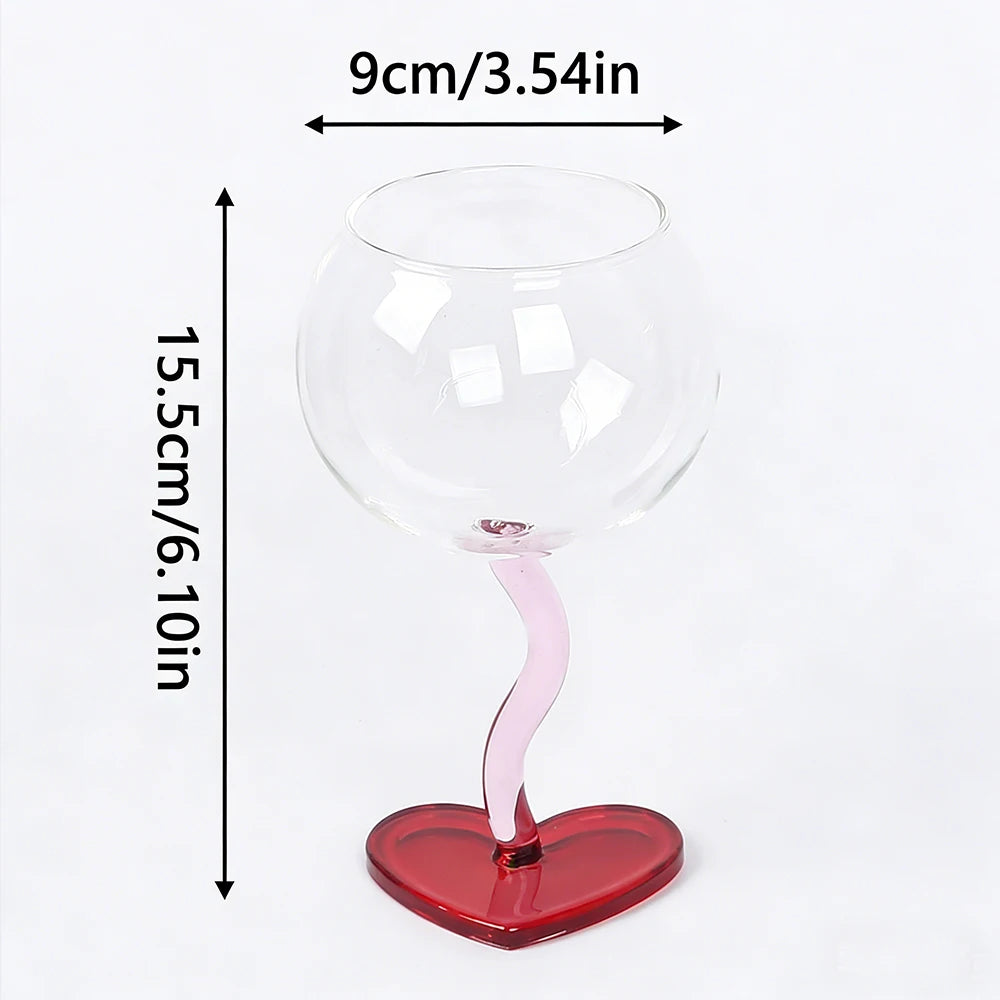 1PC Heart Shaped Wine Glass Goblet High Borosilicate Glass for Wedding Birthday Anniversary Valentine's Day Gift