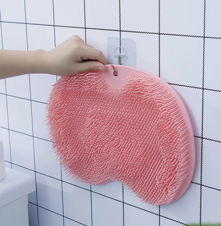 Silicone Foot Massage Pad Shower Mat Non-slip Wash Foot Pad Stick on Wall Surface Body Cleaning Tool Exfoliating Rub Back Brush