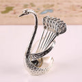Ice Cream Cake Coffee Tea Stirring Spoons Dessert Swan Holder Cutlery Spoons Set Cutlery Kitchen Tableware 1 Set of 7 Pieces