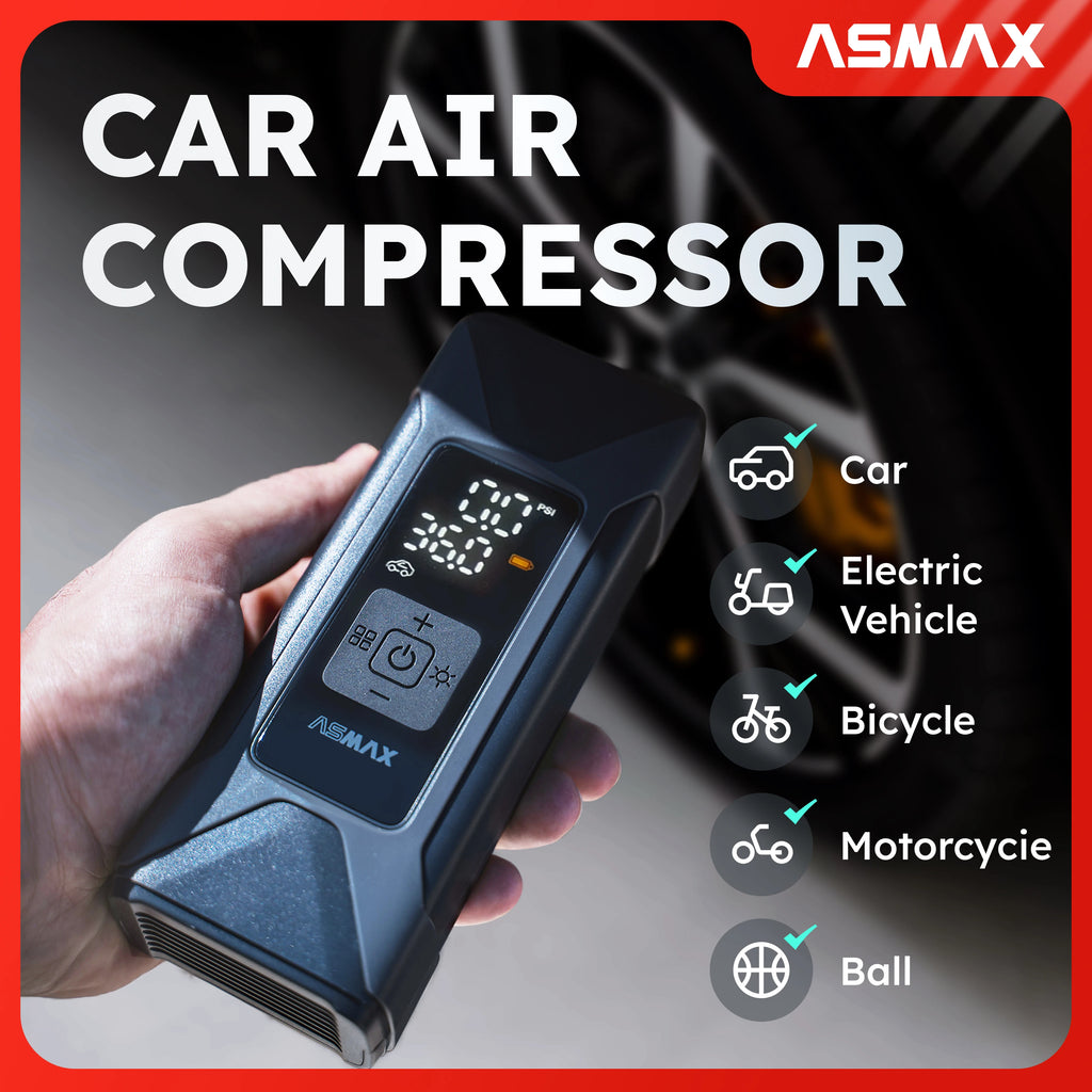 ASMAX 160PSI Portable Inflator Pump Motorcycle Air Pump 7500mAh Tyre Electric Inflator Pump for Car Bicycle Balls Air Compressor