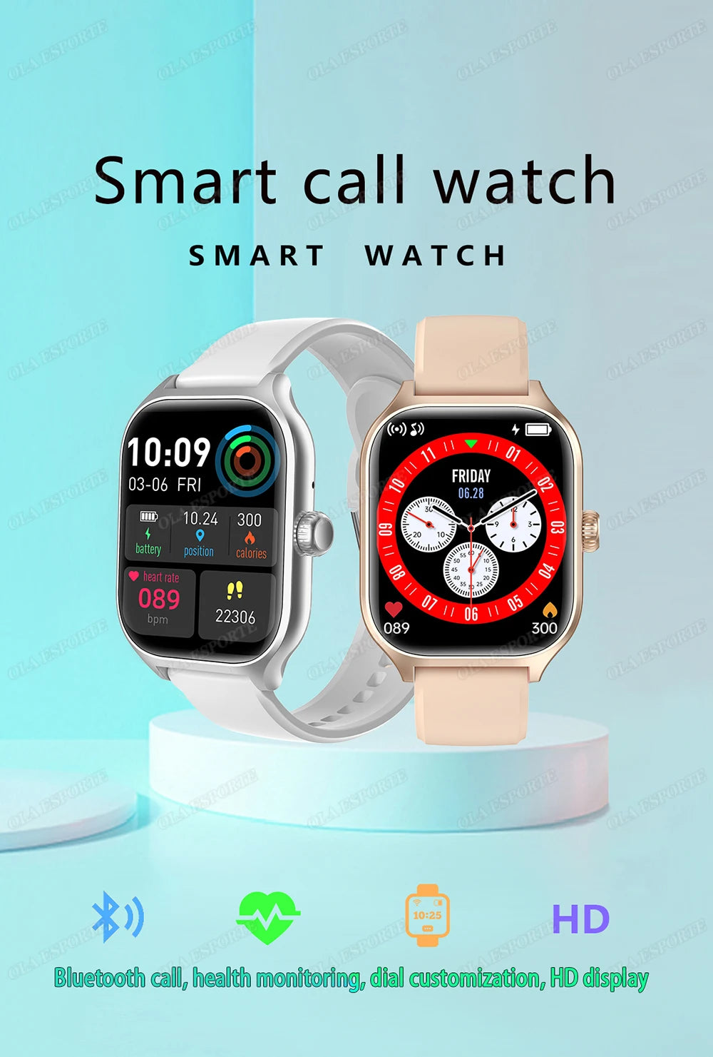 New Smart Watch 2.01'' HD Display Bluetooth Call Health Monitor Sports Mode GPS Track Smartwatch Men Women For Android IOS HT30