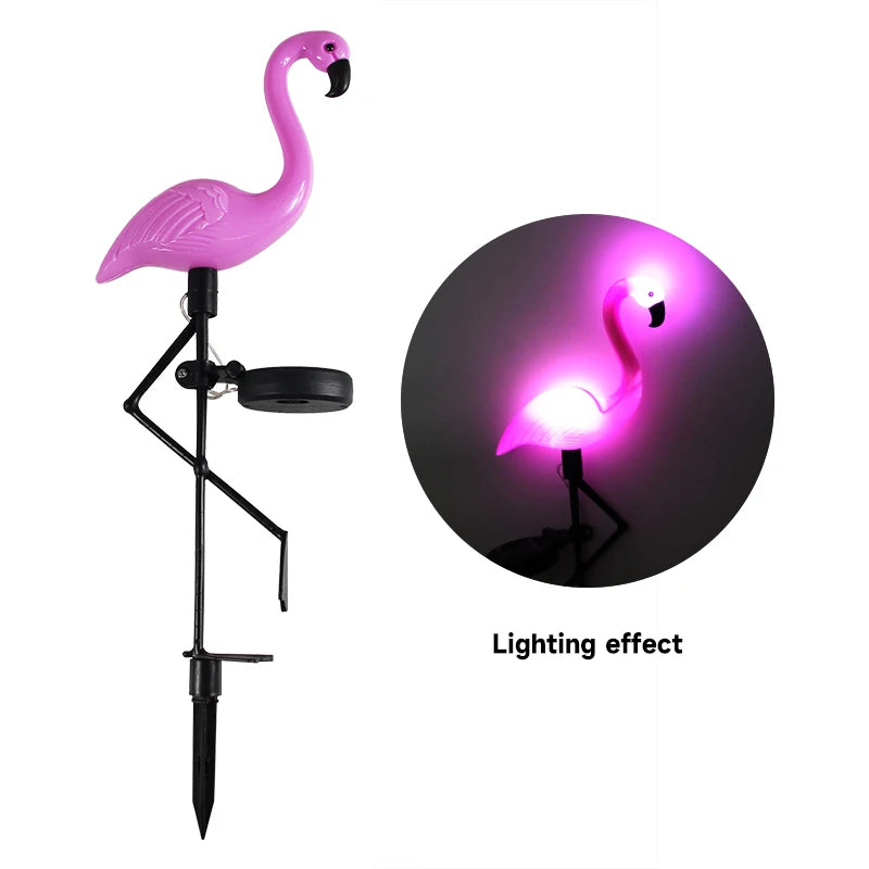 Pink Flamingo Solar Light Outdoor Courtyard Decoration Light Waterproof Garden LED Patio Walkway Light with Lights Ground Lamp P
