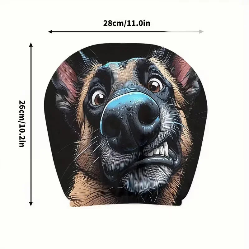 2PCS Funny Dog Car Head Pillowcase, Double Sided Printing, Fashionable Dustproof Head Pillowcase, Christmas Gifts
