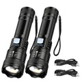 Tactical LED Flashlight 2000LM USB Rechargeable Waterproof Grade Zoom Torch Bright Portable Emergency Light for Camping Outdoor