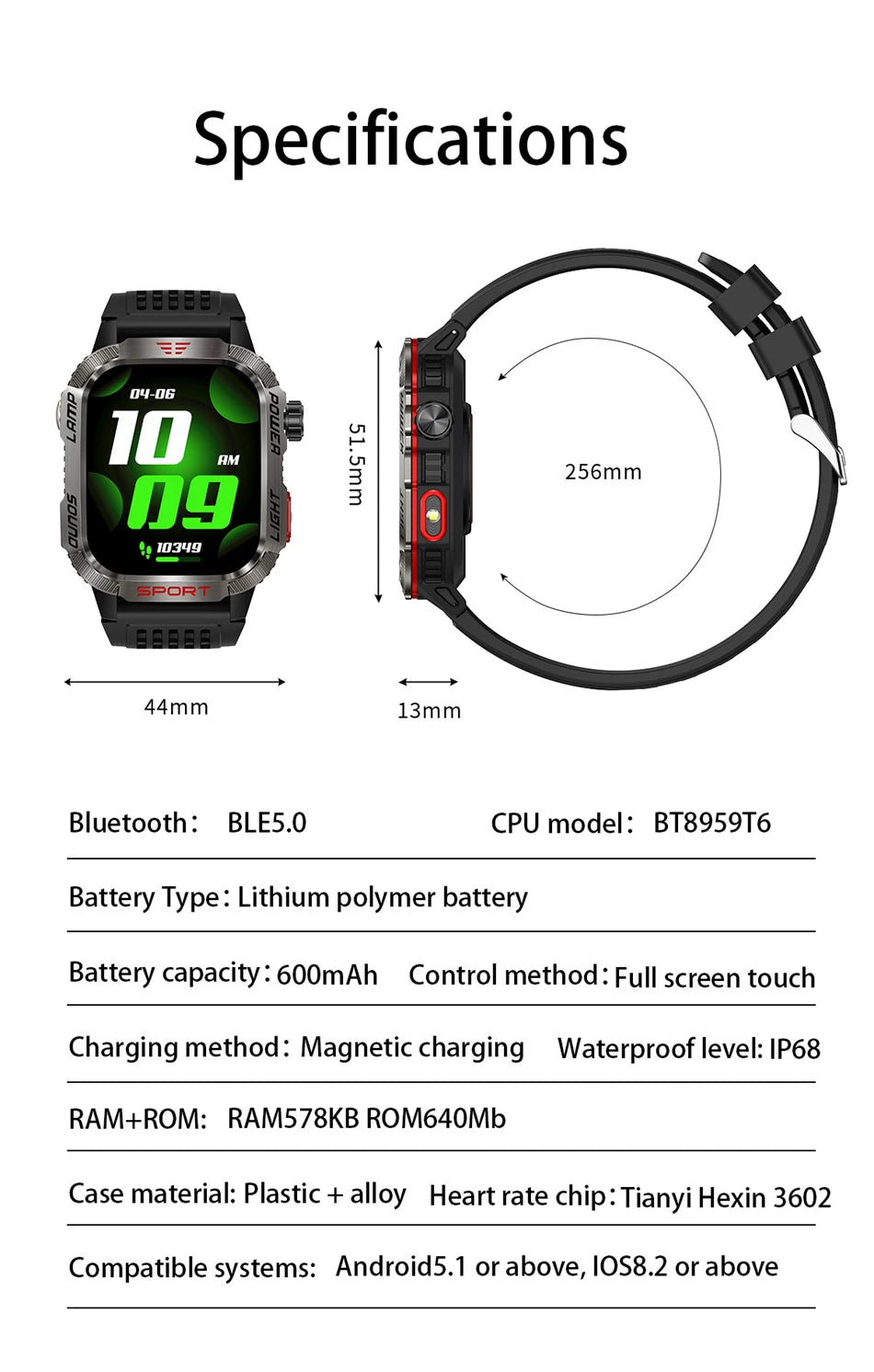 New Military GPS Smart Watch Men Flashlight Compass Waterproof 600mAh Battery Outdoor Sport Tracker Bluetooth Call Smartwatch