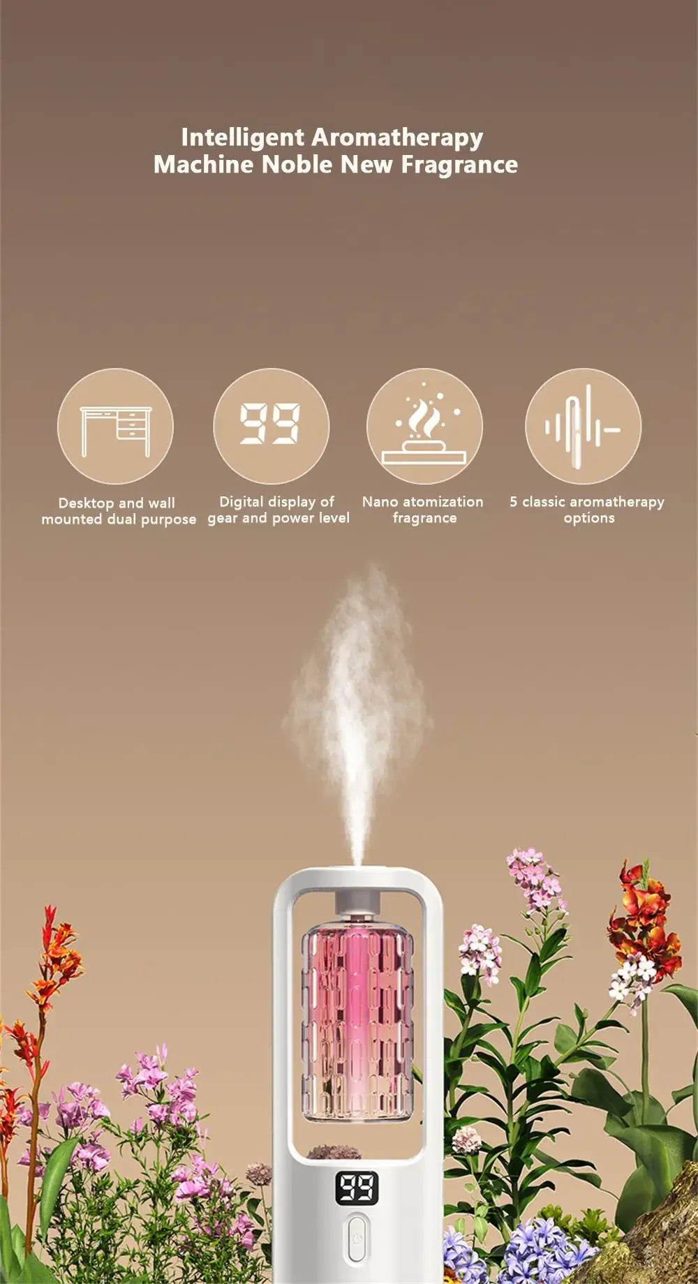 Wall-mounted Oil Aromatherapy Machine Air Purifying Automatic  Diffuser Toilet Deodorization Fragrance Humidifier Colorful Night
