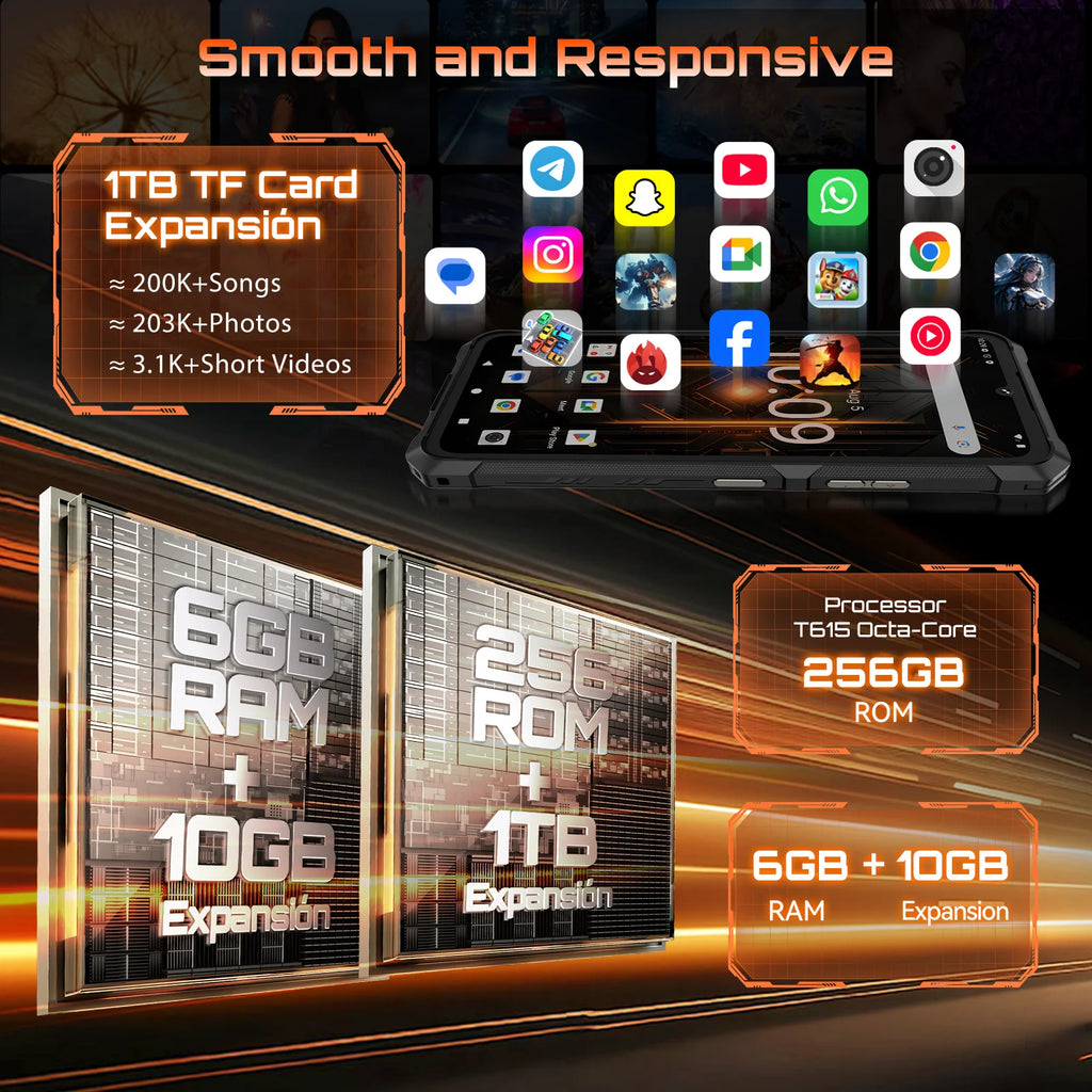 Thin Rugged Smartphone Android 15 Cubot KingKong ES 3, 10200mAh Battery, 16GB RAM(6+10), 256GB ROM, 6.745-Inch 120Hz Screen, NFC