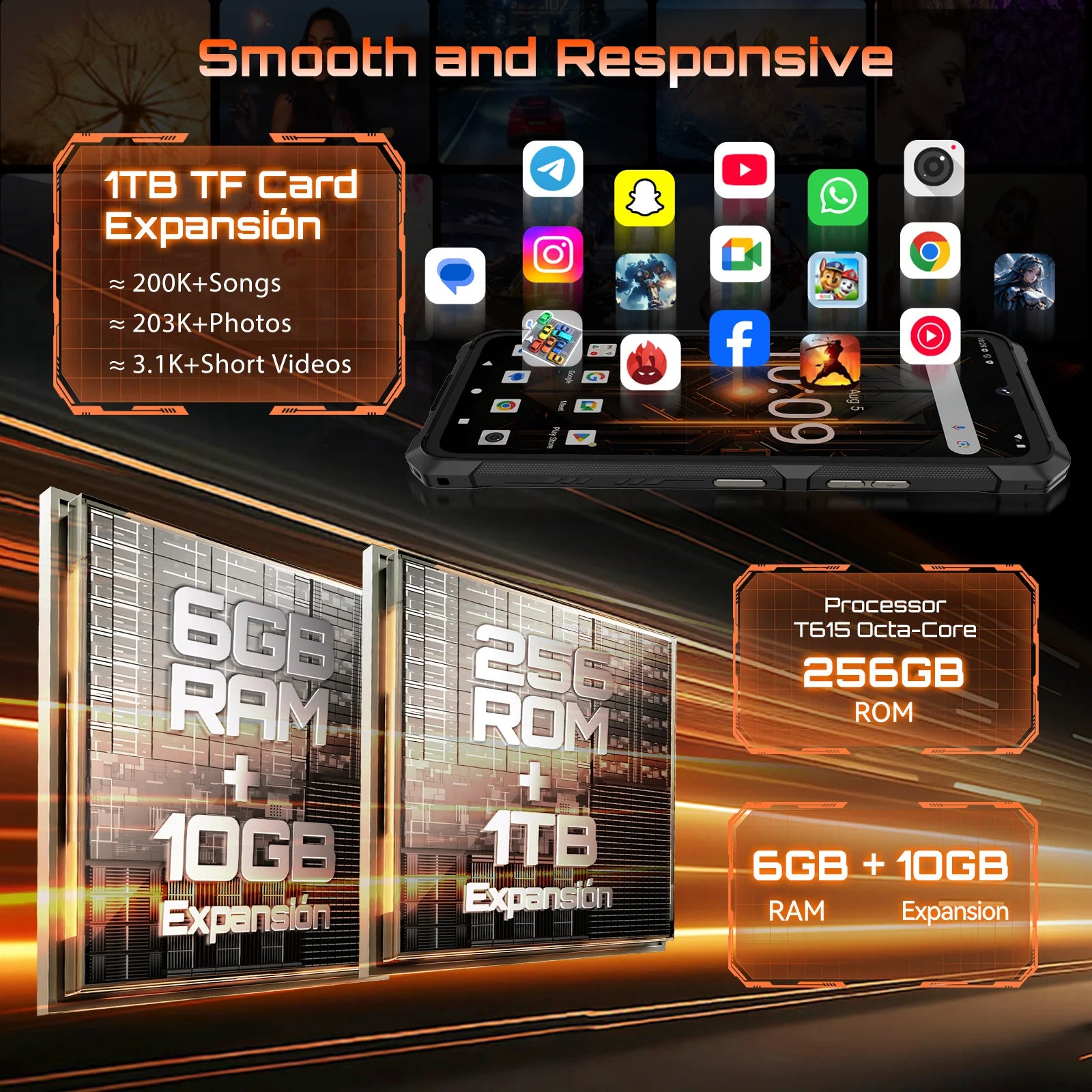 Thin Rugged Smartphone Android 15 Cubot KingKong ES 3, 10200mAh Battery, 16GB RAM(6+10), 256GB ROM, 6.745-Inch 120Hz Screen, NFC