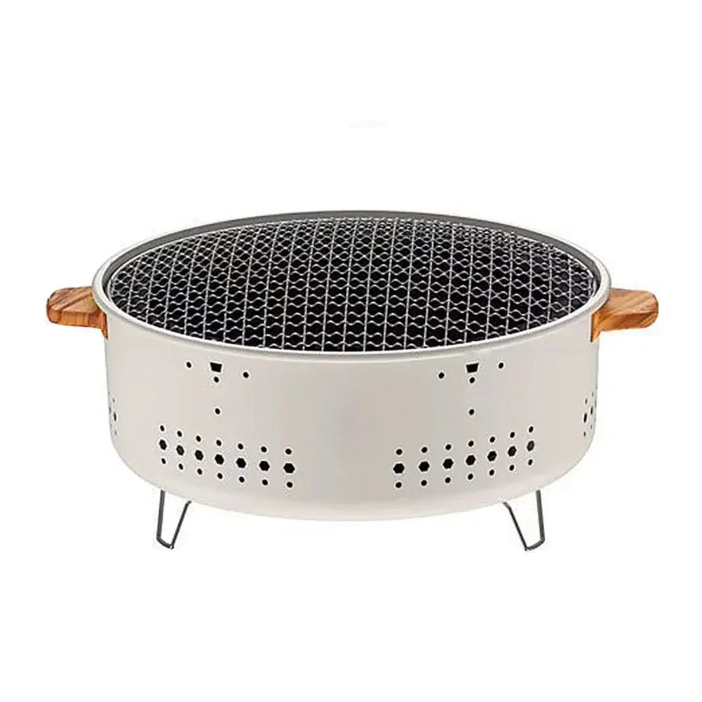 Portable Barbecue Grill Korean Charcoal Stove Stainless Steel Split BBQ Stove Round Non-stick Barbecue Rack For Outdoor Camping