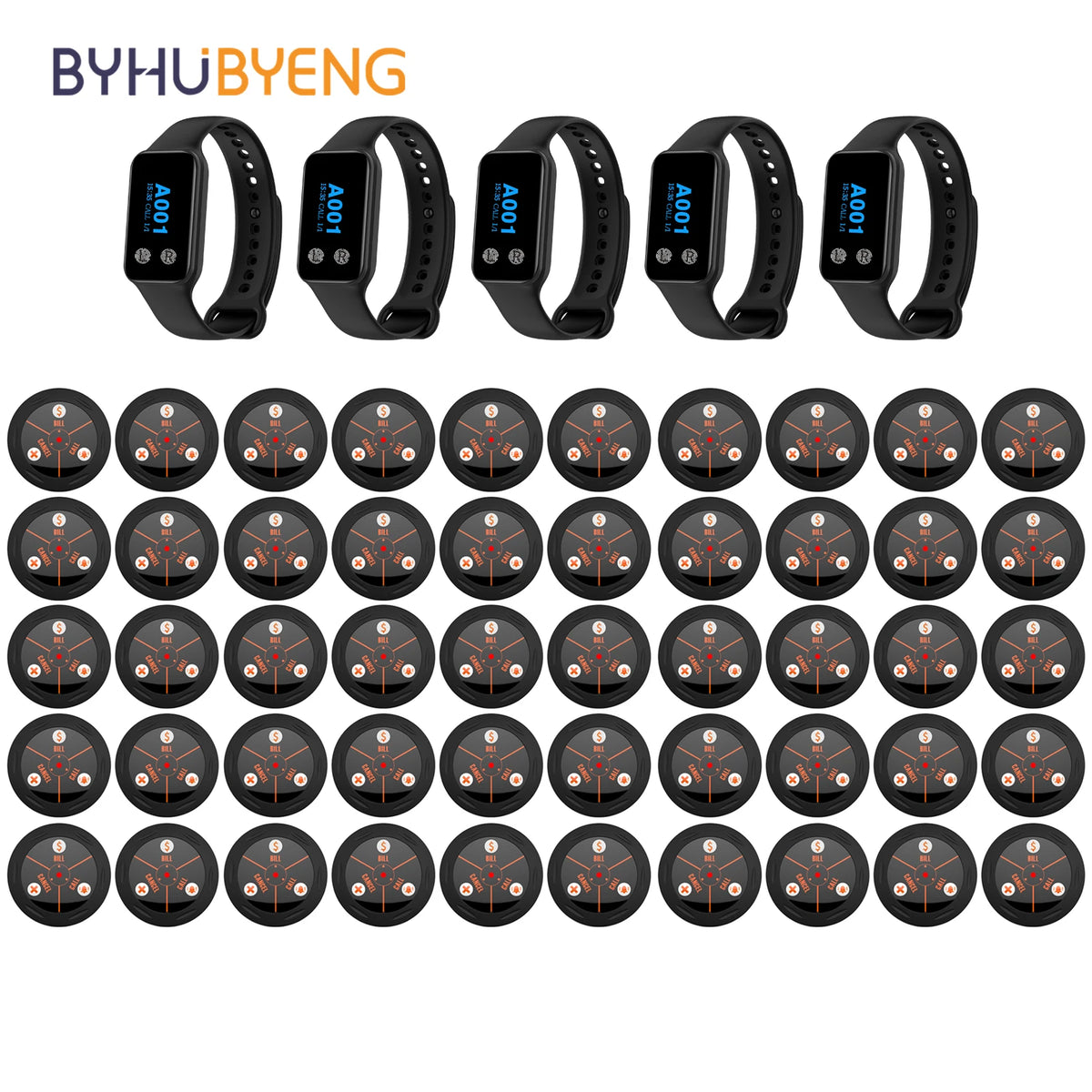 BYHUBYENG Wireless Calling System Watch Receiver Caller Wait Watch Pager with Calling Buttons for Restaurant Cafe Hotel