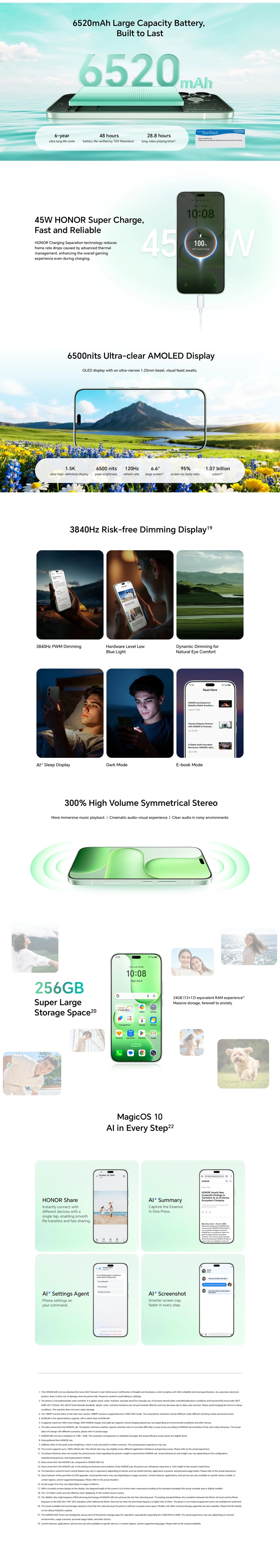 HONOR 600 Lite, EU Version, 5G Smartphone, Octa-core Processor, 6.6” 120Hz AMOLED Screen, 6520mAh Battery,108MP AI Camera