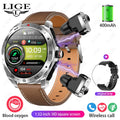 LIGE With Earbuds Bluetooth Headset Smartwatch Women Speaker Tracker Music Sport Watch Men Waterproof Smart Watch AMOLED Screen
