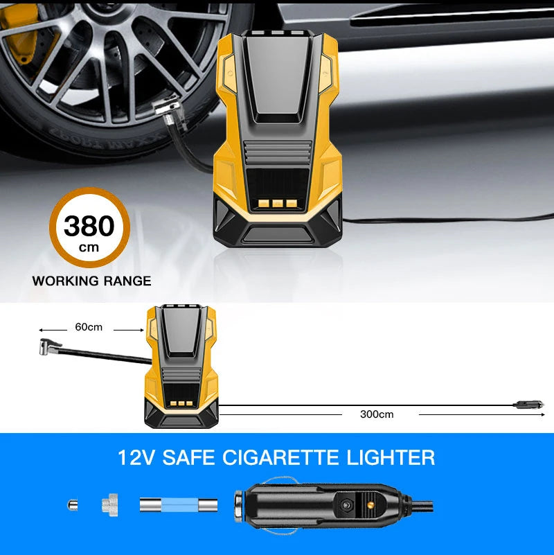 Car Tire Inflator Portable Air Compressor 150PSI Digital Air Pump AC220/110V DC12V With LED Light for Car Motorcycle Bicycle