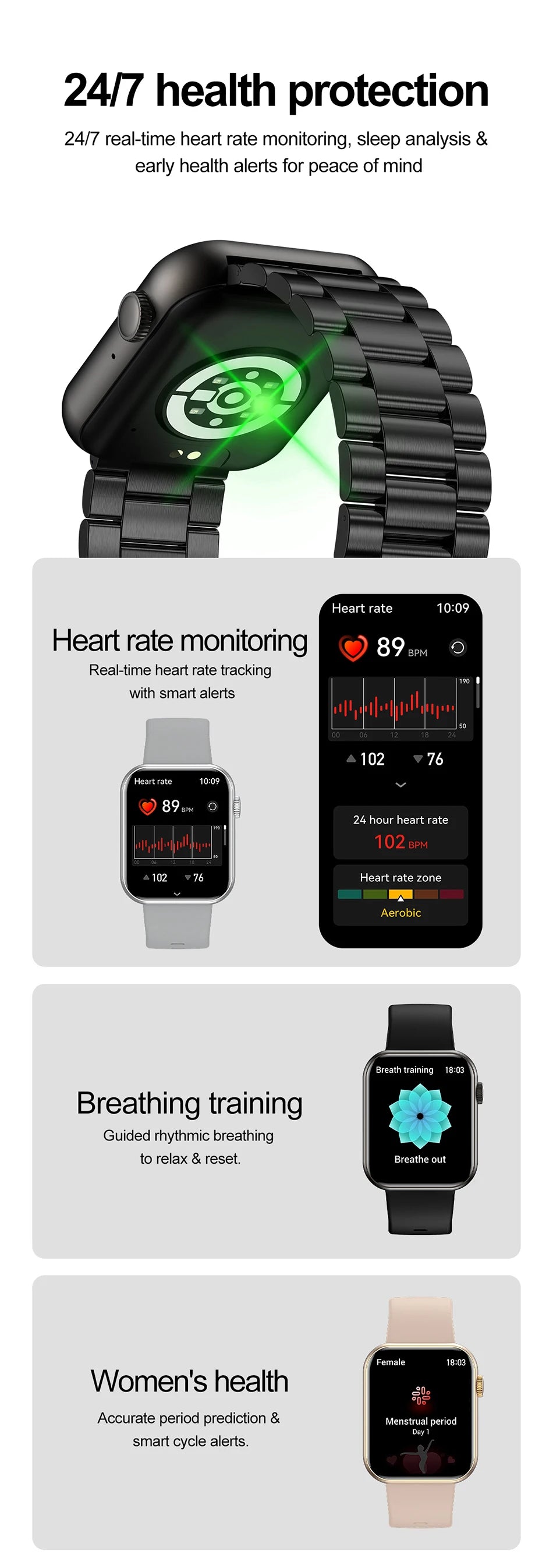 2026 New Popular Smartwatch Full Touch Screen Bluetooth Call Heart Rate IP68 Waterproof Watches Sports Bracelet SmartWatch Women