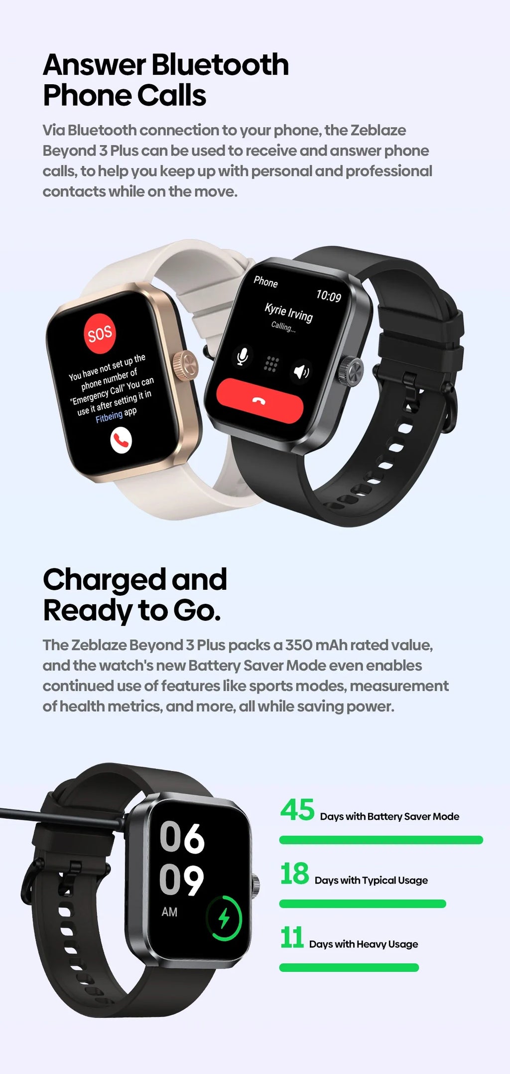 New Zeblaze Beyond 3 Plus GPS Smart Watch 1.78'' AMOLED Display Built-in Amazon Alexa Make/Receive Phone Calls 3ATM Smartwatch
