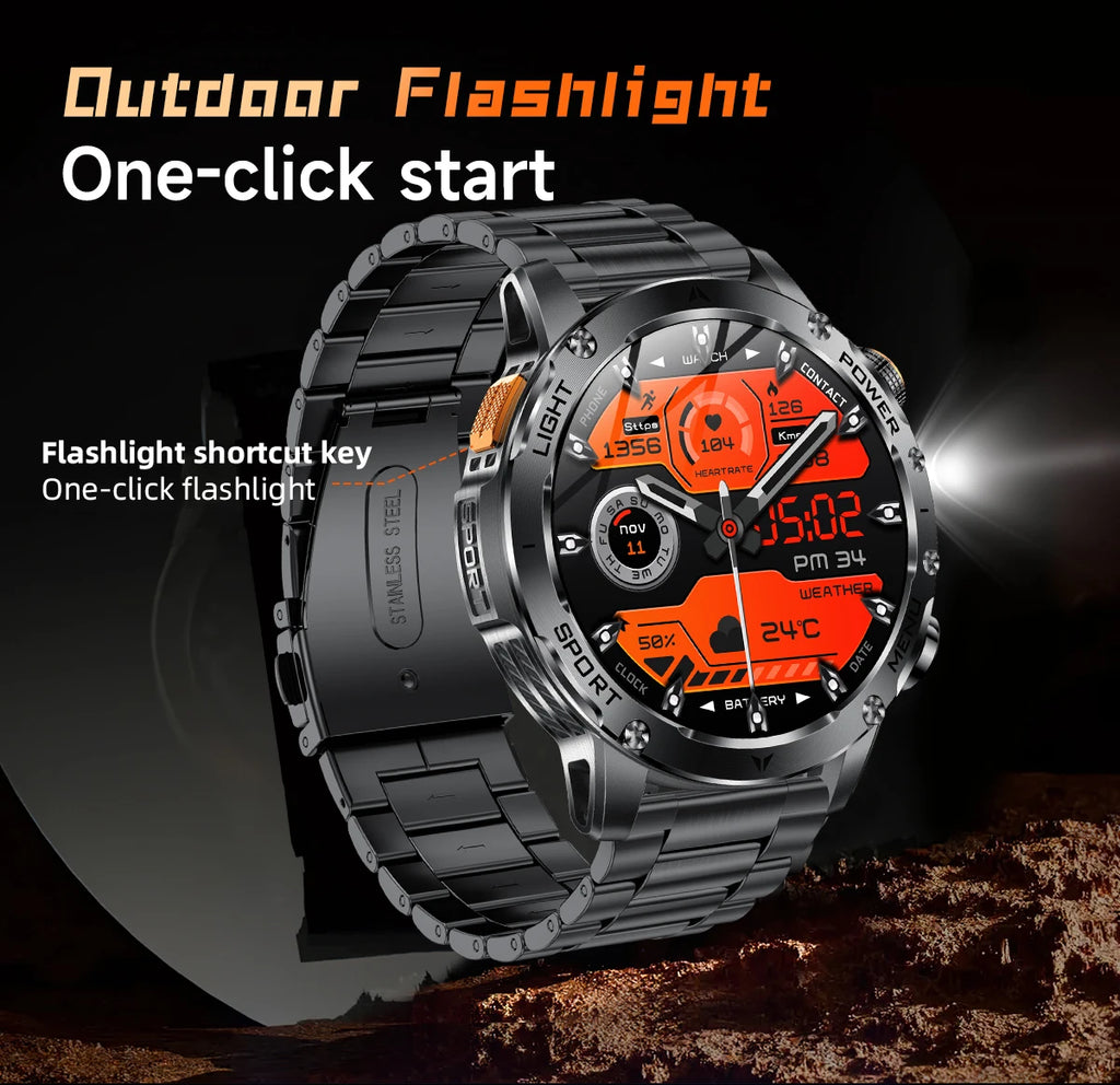 LIGE New GPS Outdoor Sports Smart Watch Men AMOLED Screen LED Flashlight Heart rate Waterproof Bluetooth Call 1000mAh Smartwatch