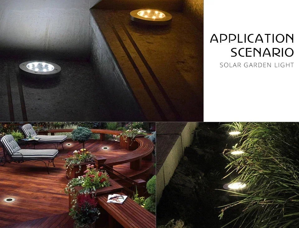 8pcs 8/20LED Solar Thermal Lights Garden Decor Ground Plug-in  Waterproof Street Solar Charging Underground Deck Spotlights