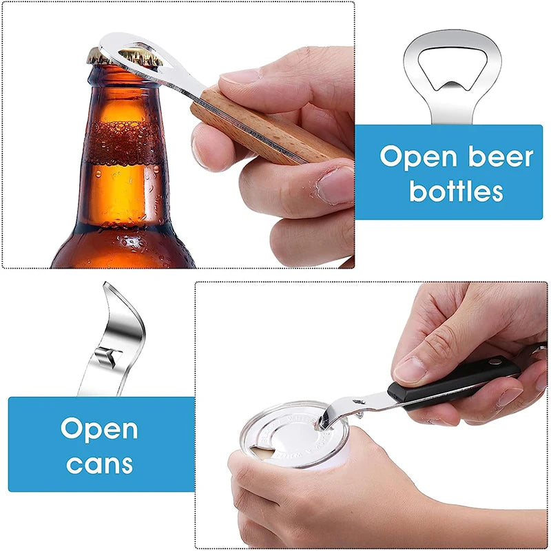 LMETJMA Can Punch Bottle Opener Manual Stainless Steel Can Beer Bottle Opener Small Bottle Opener Can Tapper for Camping JT177