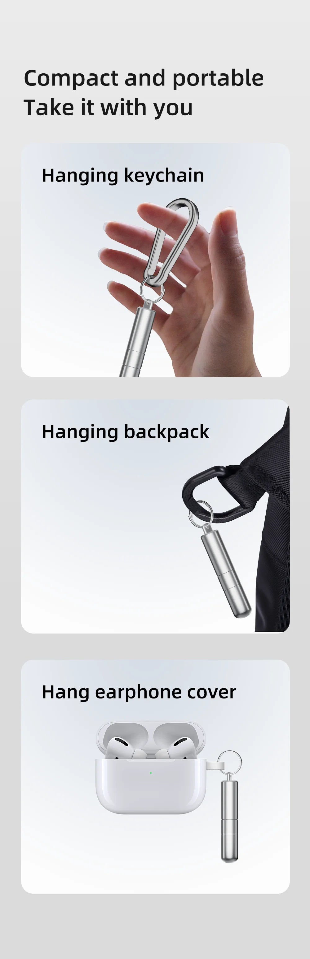 Cleaning brush card pick-up pin 2-in-1 cleaner portable keychain suitable for mobile phones speakers earpieces Bluetooth headpho
