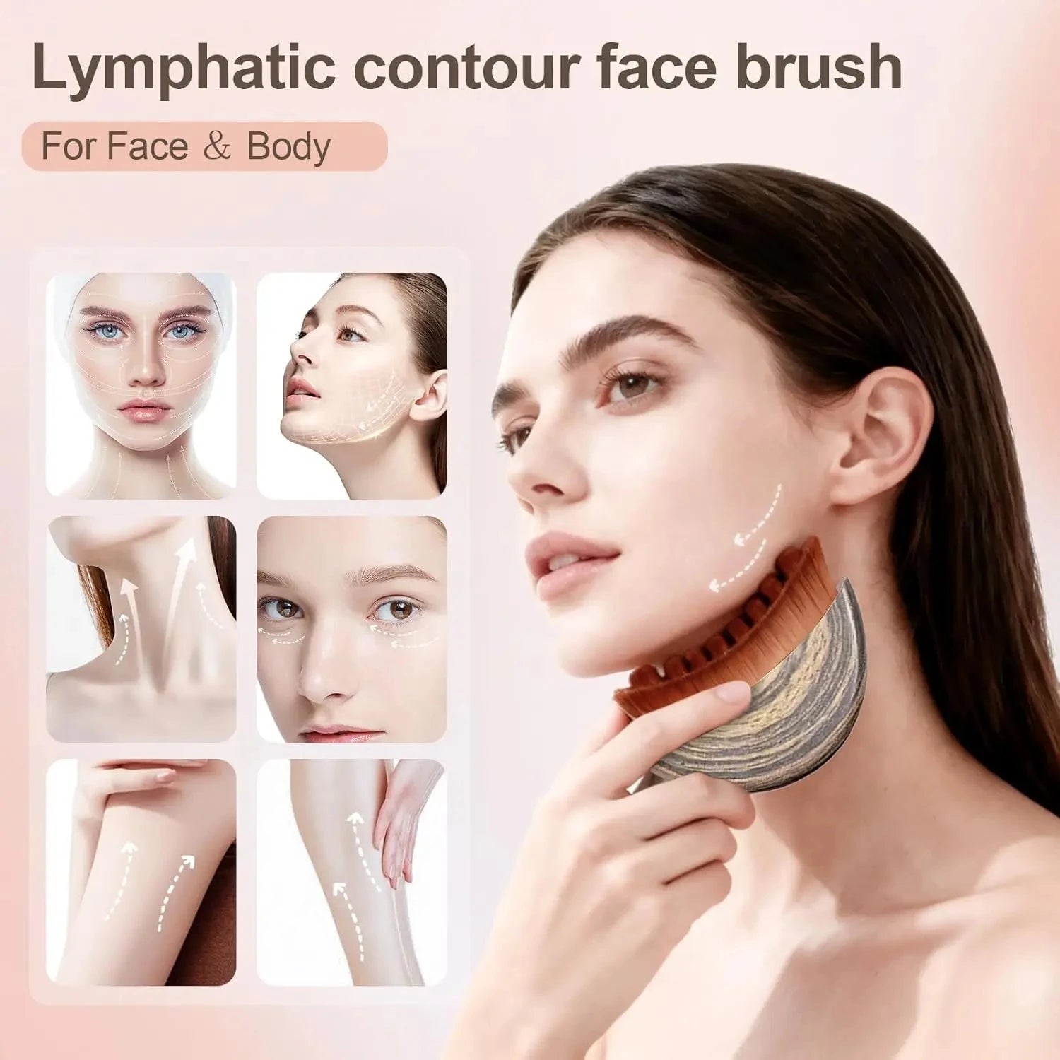 New Lymphatic Contour Face Brush, Lymphatic Drainage Massager for Face,Ergonomically Designed to Fit The Skin Precisely and Reli