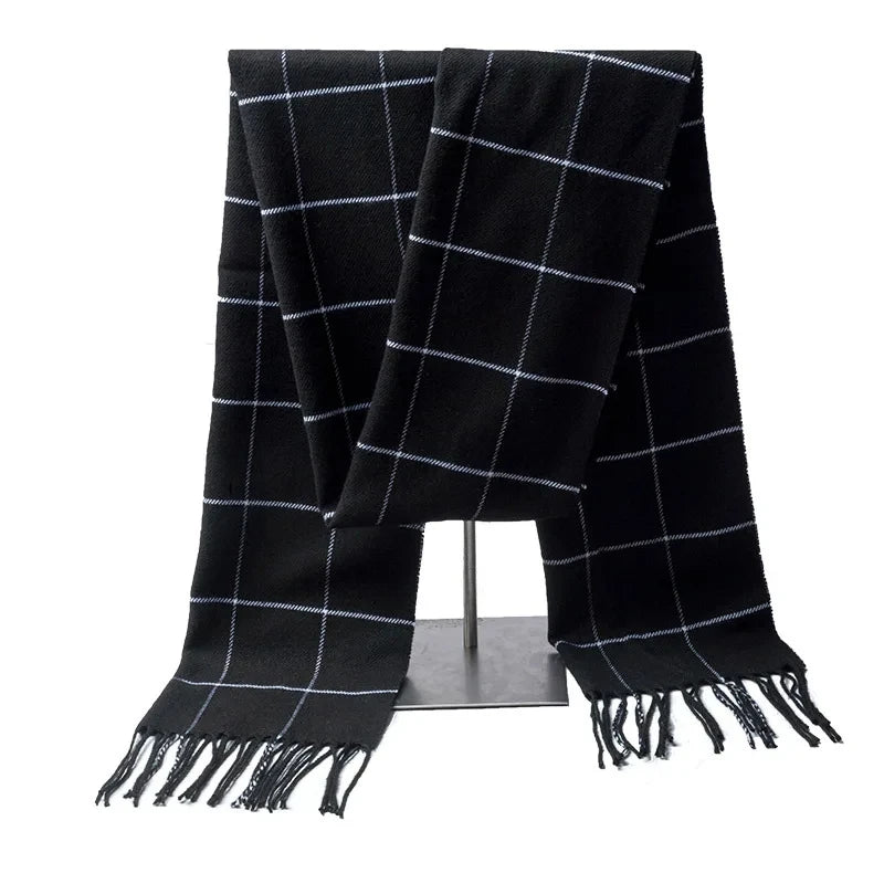 2023 New Winter Men Scarf Keep Warm Cashmere Scarves Casual Brand Designer Pashmina Neckerchief Tassel Business Shawl Wrap