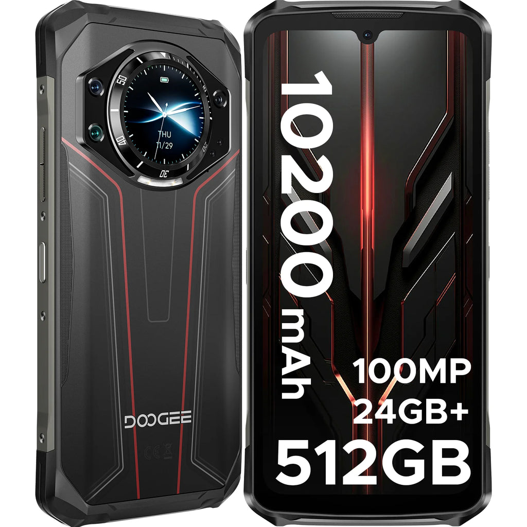 DOOGEE S119 Rugged Phone 1.32" Rear Display 6.72" 32GB(8+24) 512GB 100MP Main Camera 10200mAh Large Battery NFC Cellphone