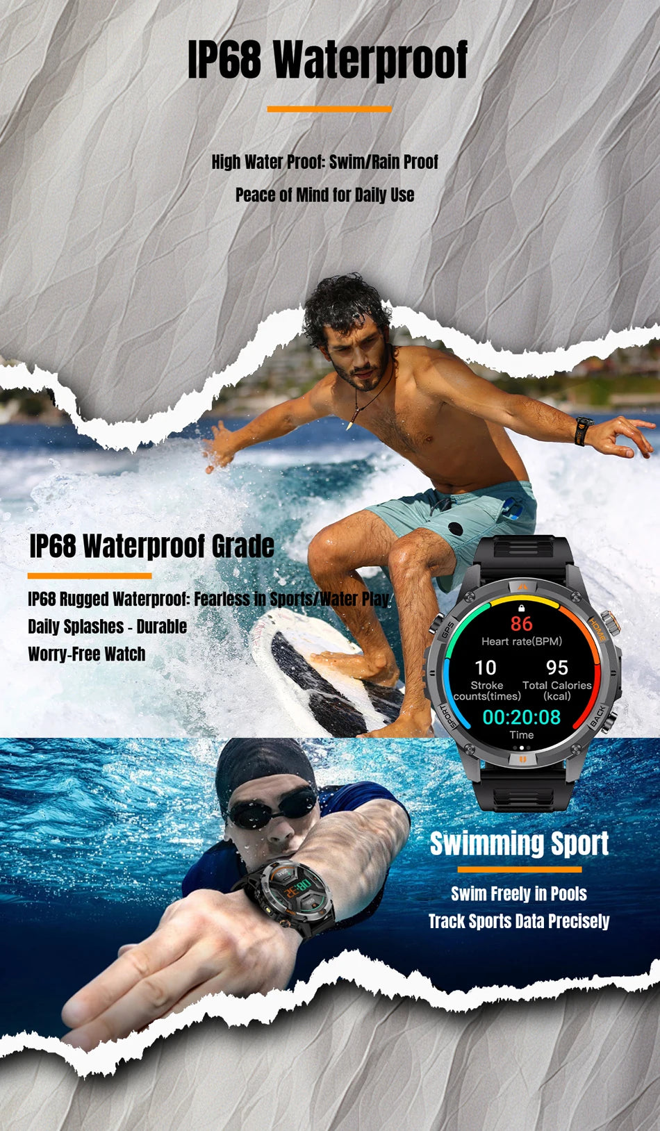 2025 New Professional GPS Sports Smart Watch Outdoor RIDE Run GPS track Swim Watchs Compass 3ATM Sports Bluetooth Call Watch Men