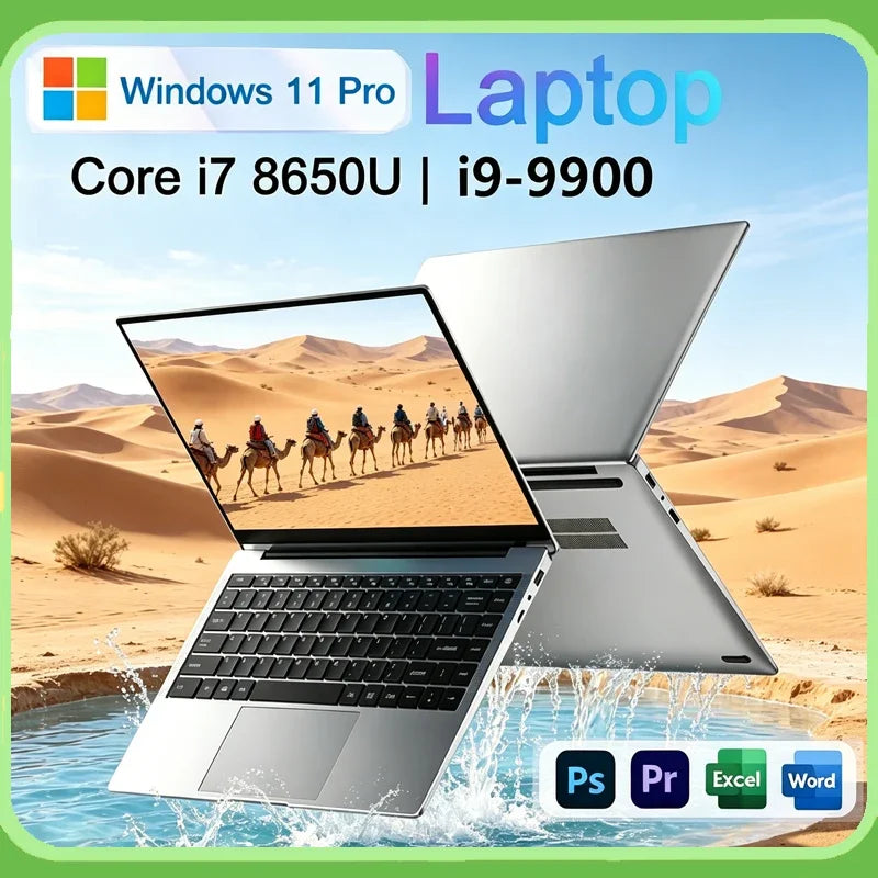 2026 New 14.1 Inch Ultra Thin Laptop Intel i7-8650/i9-9900 Win11 16GB/32GB DDR4 RAM 2TB SSD Portable Business Notebook