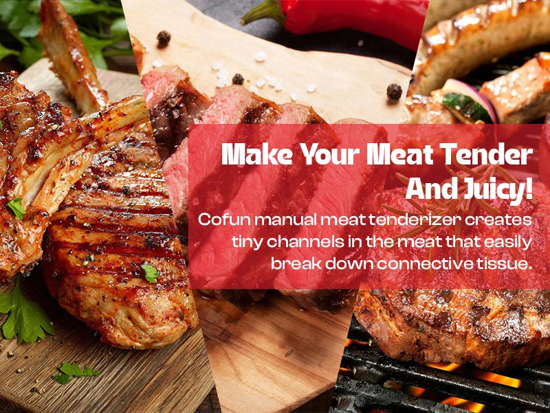 Manual Meat Tenderizer Tool, Meat Tenderizer Machine with Stainless Steel Gear, Steak Flatten Cuber Rolling Meat Poultry Tenderi