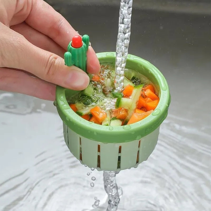 1-5pcs Cactus Sink Drain Strainer Press Automatic Dumping Basket Multi-functional Use Filter Net for Tub Kitchen Waste Collector
