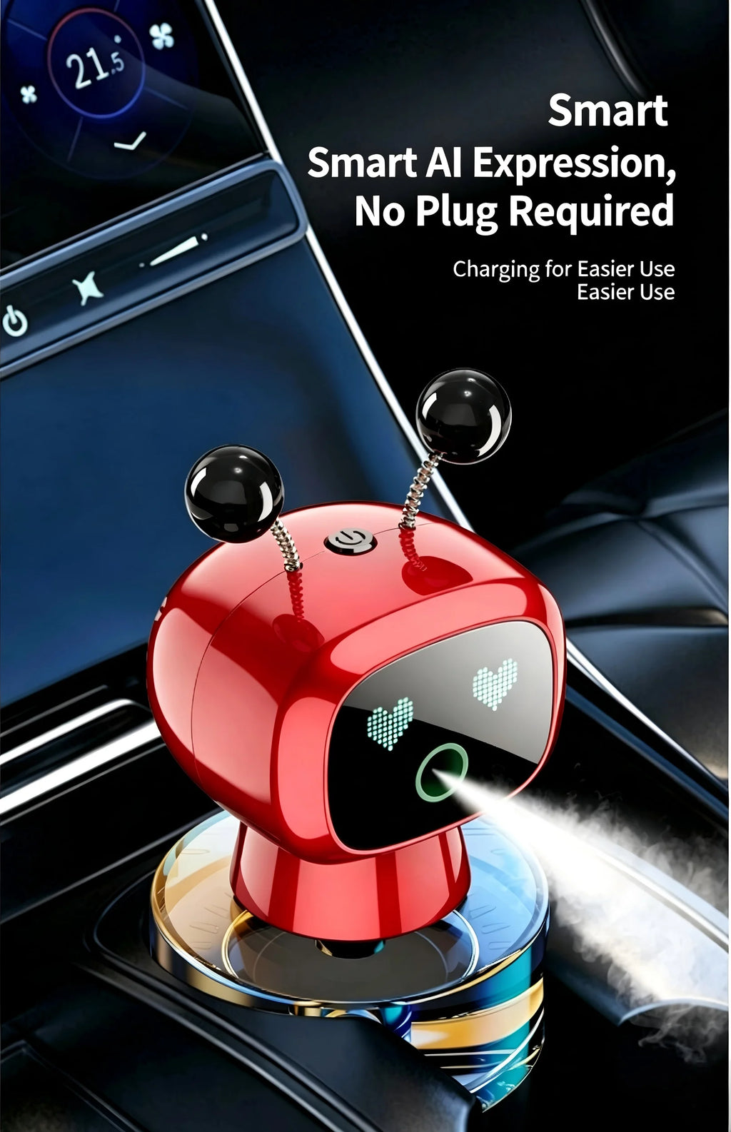 Smart robot aroma diffuser ornament, automatic start and stop, automatic fragrance spraying, suitable for car and home