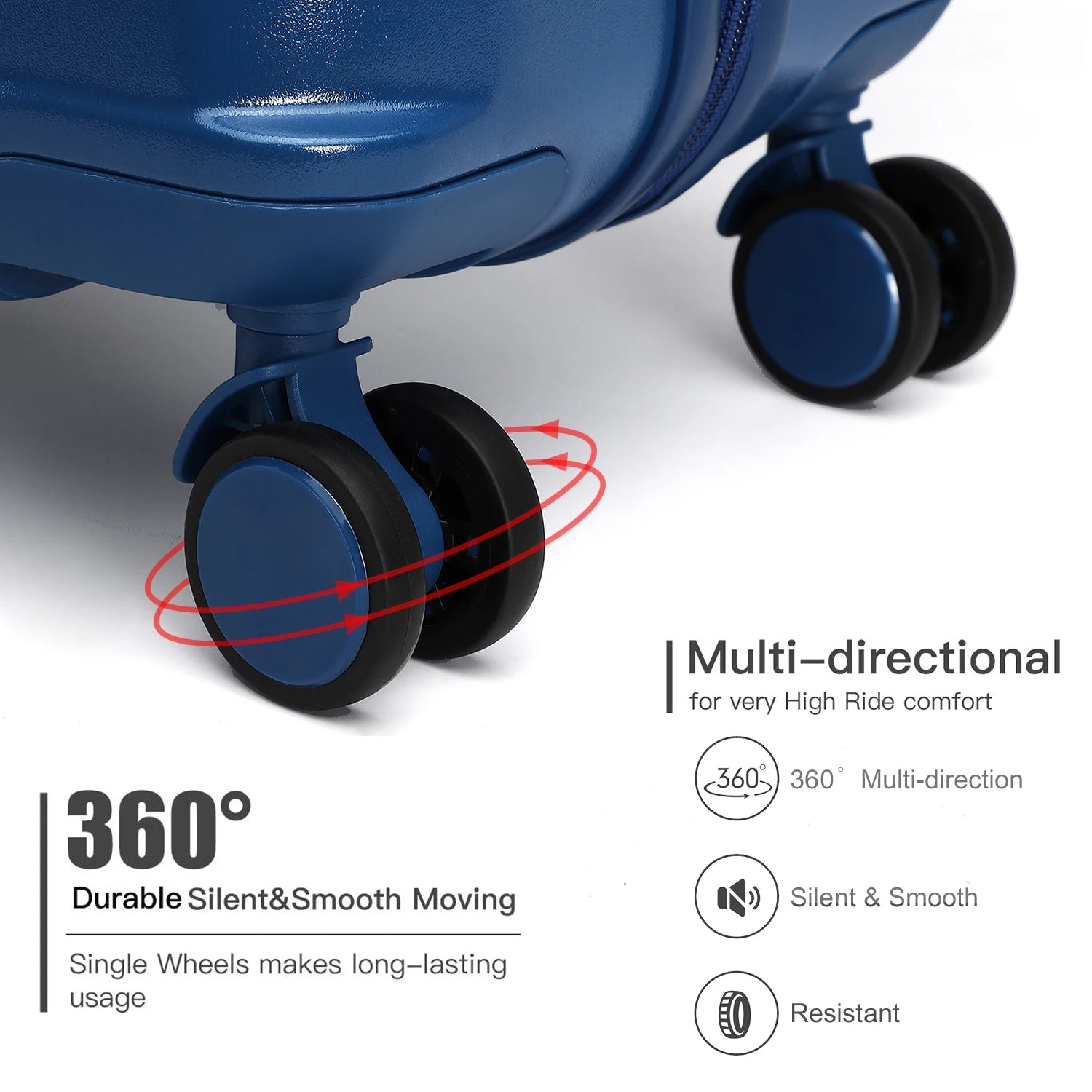 British Traveller Lightweight Hard Shell Suitcase ABS+PC, 20/24/28 inches, 4 spinner wheels with combination lock