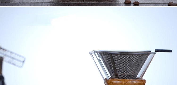Hand Glass Coffee Kettle with Stainless Steel Filter Drip Brewing Hot Brewer Coffee Pot Dripper Barista Pour Over Coffee Maker