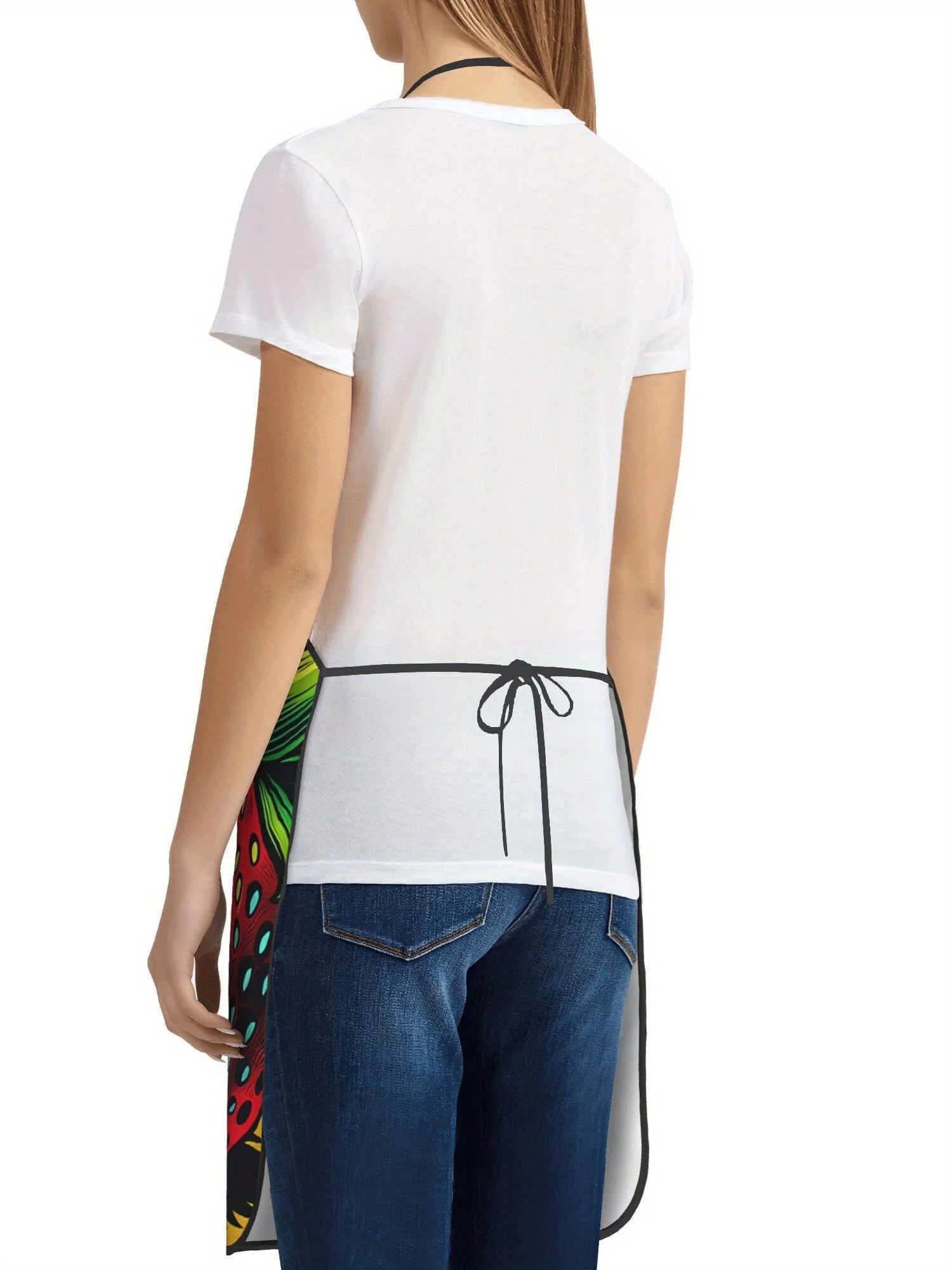 Strawberry Pop Art Apron Bold Color Fruit Kitchen Cooking Baking Gift For Women Summer Chef Wear Graphic Illustration Design