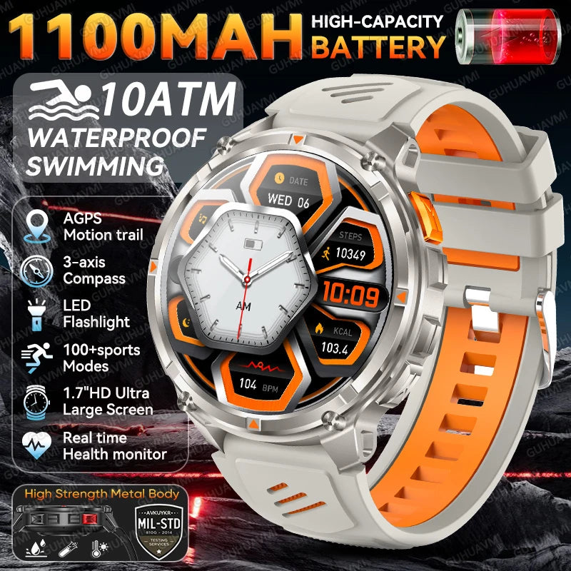 2026 New T-Rex 3 Pro Smart Watch 1100mAh Long Battery Dual-Band GPS 10ATM Waterproof Military Grade Sports Outdoor Smartwatches
