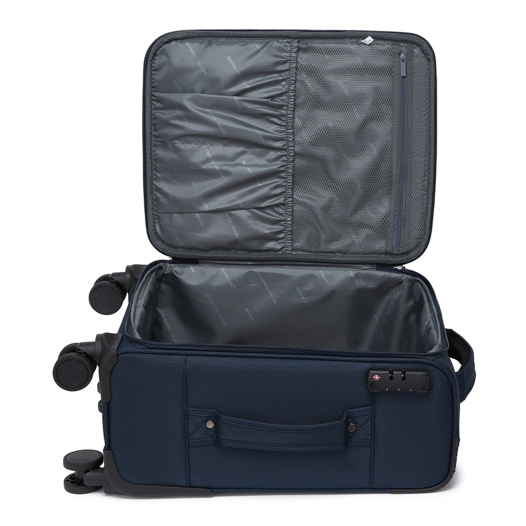 British Traveller - Suitcase Adjustable Handle, 4 Spinner Wheels, Lightweight, TSA Lock - Recycled Polyester Luggage （S/M/L)