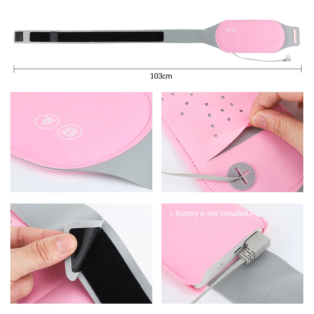 Eelctric Period Cramp Massager Vibrator Heating Pad For Menstrual Warm Uterus Belt Waist Back Massager Women Gift