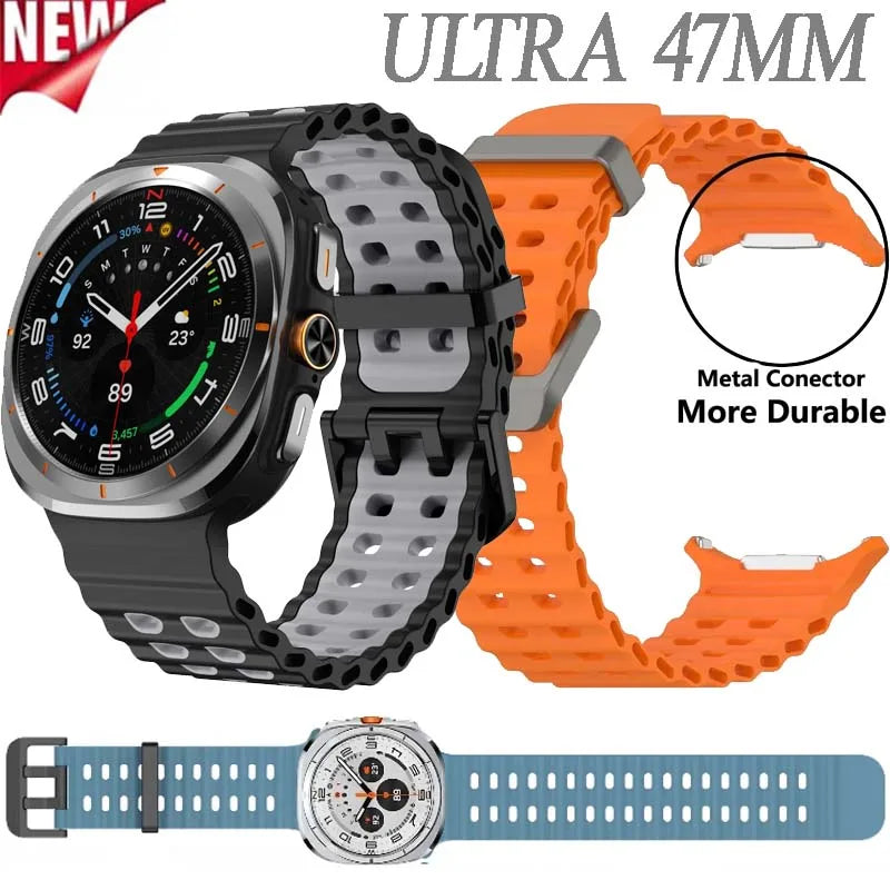 Ocean Silicone Strap for Samsung Galaxy Watch Ultra 47mm Sports Breathable Bracelet Wristband For Galaxy Watch Ultra 47mm Correa