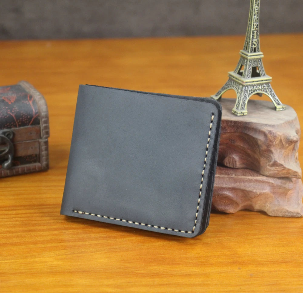 Luxury Handmade 100% Genuine Leather Men Wallet Purse Short Money Clip with Coin Pocket Male Money Bag Multi-Card Wallet Vintage