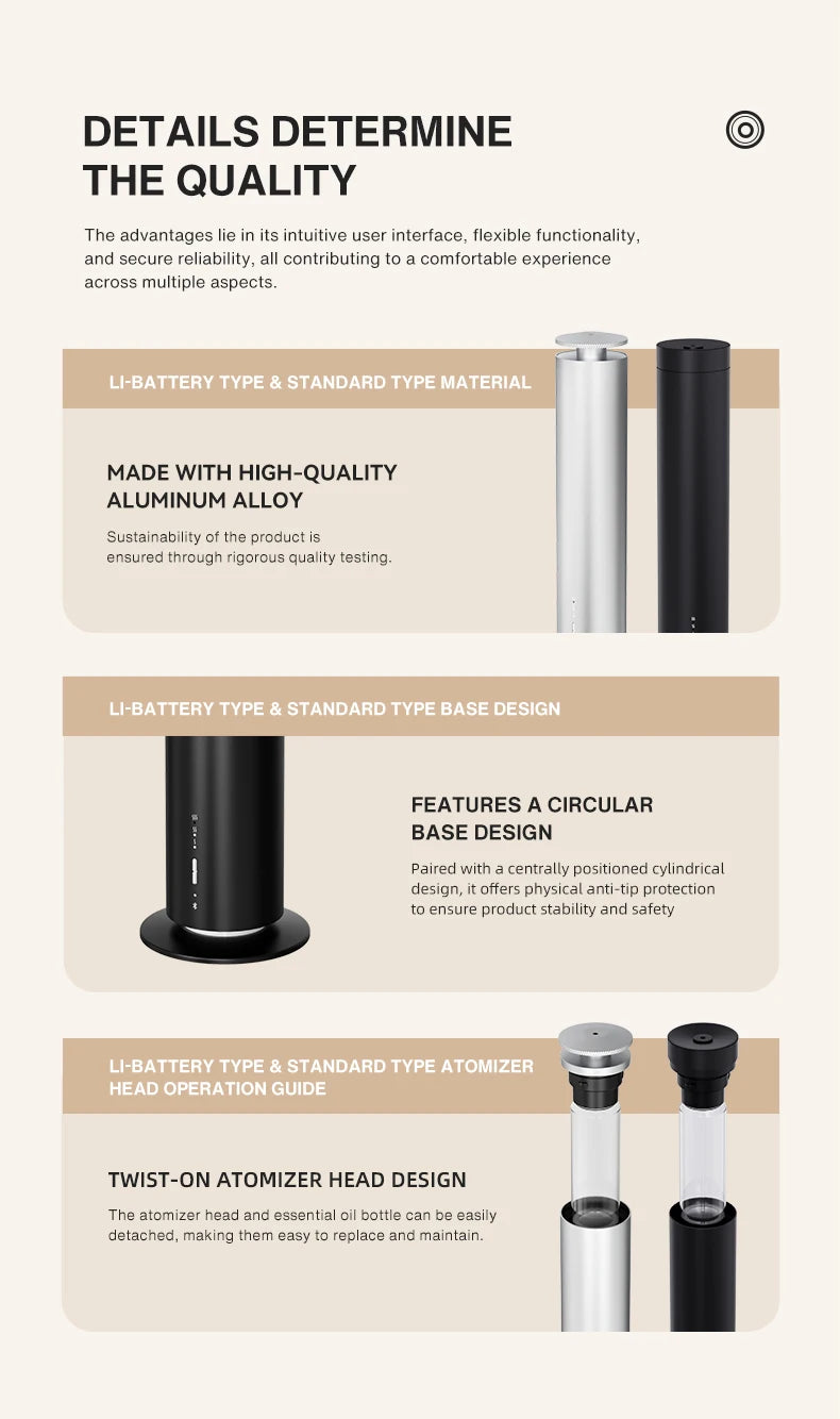 TEABLUM Smart Essential Oil Diffuser Office Aromatherapy Machine Battery Aromatherapy Machine Home Electric Aromatherapy Machine