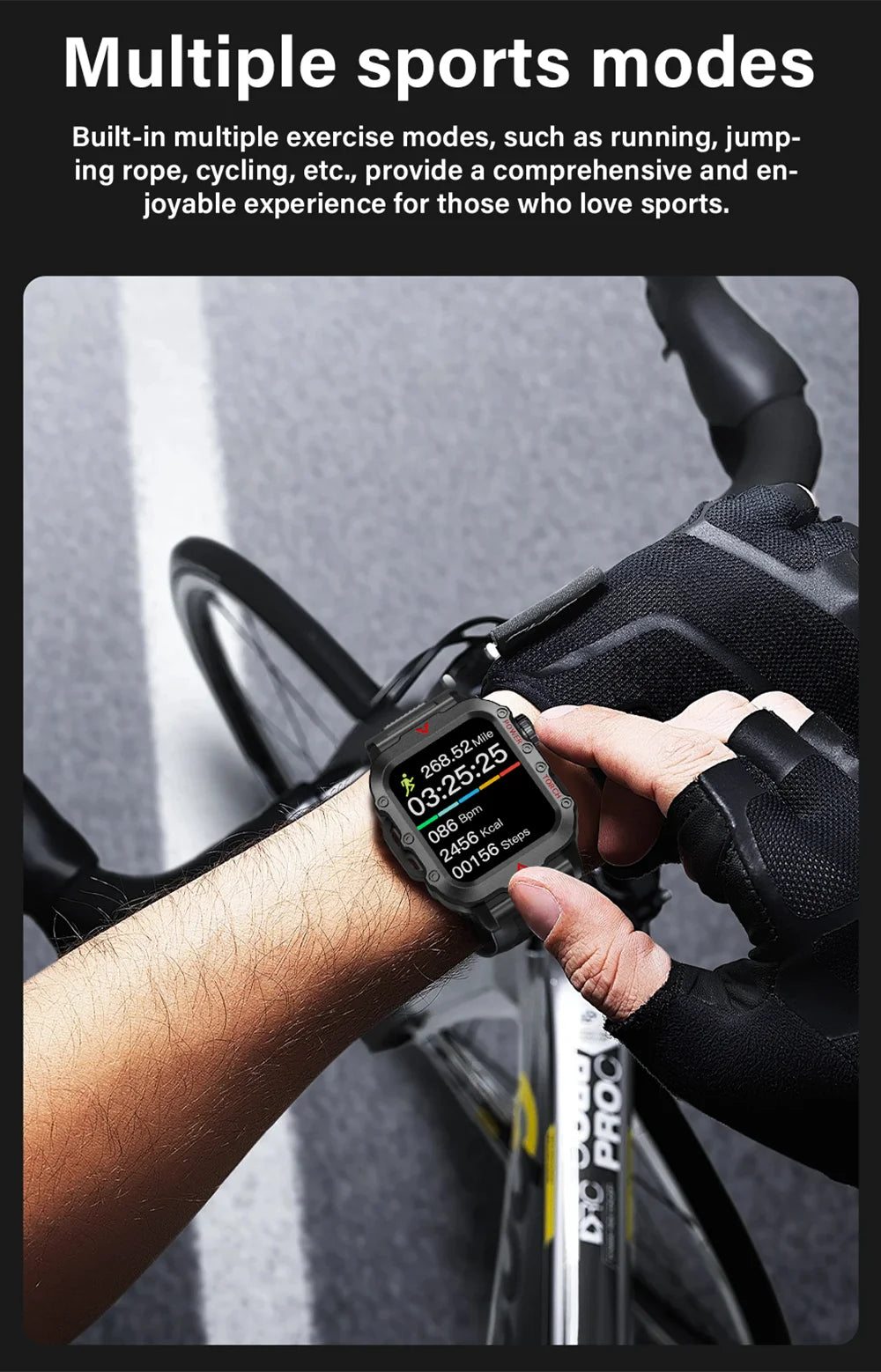 G.L Wear New Smartwatch for Outdoor Sports with LED Light Bluetooth Calling Activity Sleep Tracking Fitness Monitor
