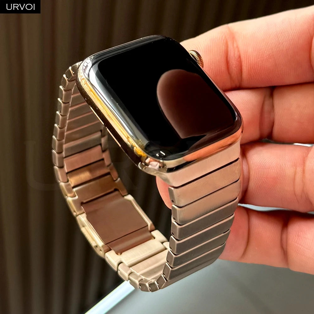 URVOI Titanium link bracelet for Apple Watch Ultra 3 2 Series 11 10 9 8 7 SE magnetic buckle strap wristband 45 49mm