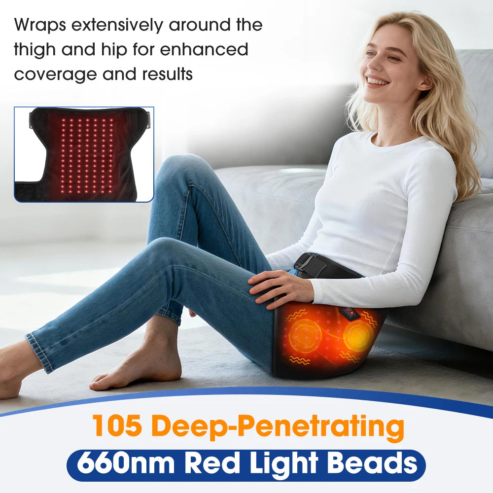 USB Electric Hot Hip Vibration Massager 3 Level Heating Hip Support Wrap Infrared 660nm LED Beads,Thigh Hip Groin Protect Belt