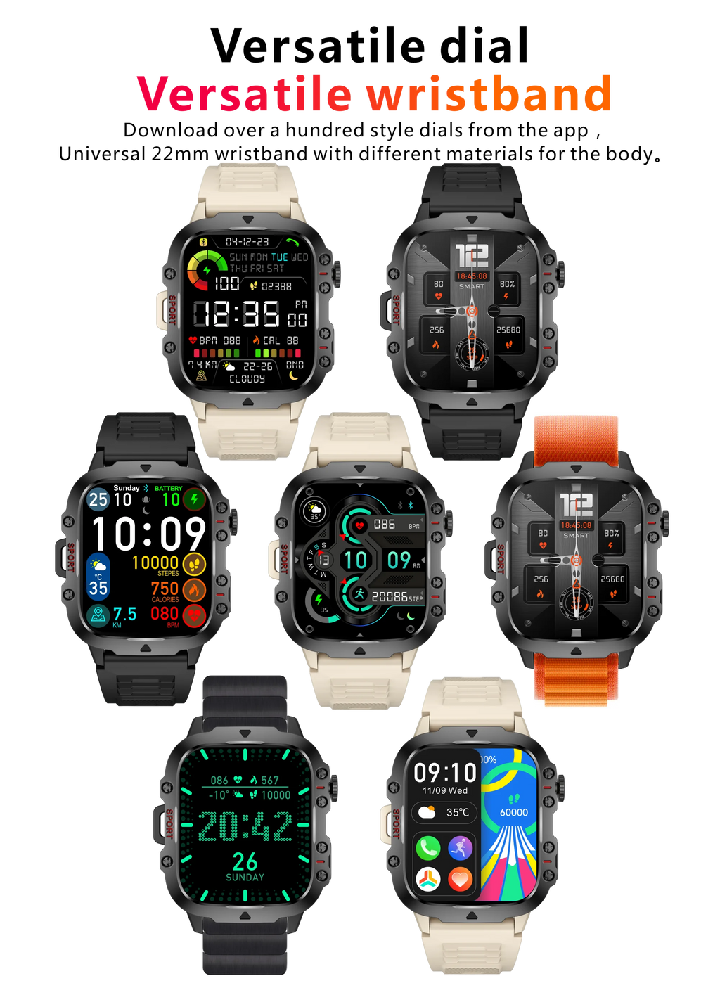 Military GPS Tracker SmartWatch Men 5ATM Outdoor Sports Fitness Tracker Health Monitor 1.96 BT Call Smartwatch For IOS Android